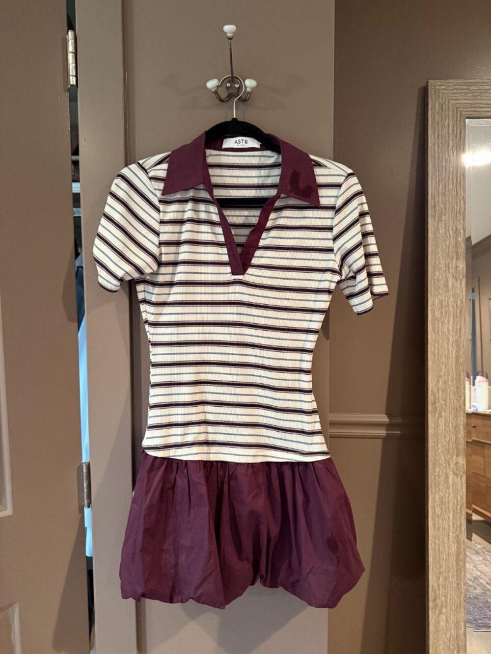 ASTR the Label Striped Polo Drop Waist Mini Dress S